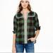 J. Crew Tops | Hp Euc J. Crew V Neck Pattern Plaid Embroider Peasant Boho Blouse Tunic Top | Color: Green | Size: 4