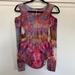 Free People Tops | Free People Henley Cold Shoulder Ice Tie Dye | Color: Brown/Pink | Size: S