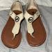 Michael Kors Shoes | Girls Mk Michael Kors Thong Sandals Size 10 With Zipper Up Back Of Foot | Color: Cream/Tan | Size: 10g