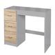 URBNLIVING 3 Drawer Wooden Bedroom Dressing Table (Grey Carcass + Oak Drawers)