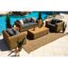 AKOYA Outdoor Essentials Malmo 4 Piece Outdoor Patio Conversation Sofa Set In Natural Synthetic Wicker/All - Weather Wicker/Wicker/Rattan | Wayfair