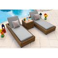 AKOYA Outdoor Essentials Malmo 3 Piece Outdoor Patio Chaise Lounge Set In Natural Wicker/Rattan | 10.5 H x 32.5 W x 81.5 D in | Wayfair