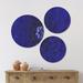 East Urban Home Designart 'Abstract Blue Flower Design' Floral Wood Wall Art Set Of 3 Circles Wood in Blue/Brown | 34 H x 44 W x 1 D in | Wayfair