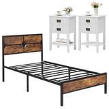 Trent Austin Design® Miramontes Bedroom Set Bed Frame & Nightstand Set Wood/Metal in White | Full | Wayfair 61675053A6914CF3B975502669983CFD
