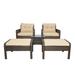 Outdoor 5 Pieces PE Rattan Wicker Patio Furniture Set with Glass Table