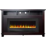 Hanover Winchester Electric Fireplace TV Stand and Color-Changing LED Heater Insert with Crystal Rock Display, Mahogany