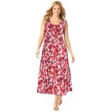 Plus Size Women's Pintucked Sleeveless Dress by Woman Within in Sweet Coral Ditsy Bloom (Size M)