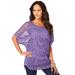 Plus Size Women's Pullover Crochet Sweater by Roaman's in Vintage Lavender (Size 1X)