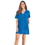 Plus Size Women's Hooded Terry Swim Cover Up by Swim 365 in Dream Blue (Size 14/16) Swimsuit Cover Up