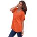 Plus Size Women's V-Neck Boyfriend Slub Tunic by Roaman's in Grenadine (Size S) Long Shirt