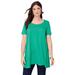 Plus Size Women's Scoopneck Swing Ultimate Tunic by Roaman's in Tropical Emerald (Size 26/28) Long Shirt