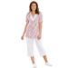 Plus Size Women's 2-Piece Tunic and Capri Set by Woman Within in White Multi Watercolor Floral (Size 5X)