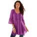 Plus Size Women's Acid Wash Big Shirt by Roaman's in Purple Magenta (Size 32 W)