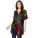 Plus Size Women's Short-Sleeve Angelina Tunic by Roaman's in Multi Mixed Animal (Size 26 W) Long Button Front Shirt