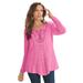 Plus Size Women's Lace Yoke Pullover by Roaman's in Vintage Rose (Size 2X) Sweater