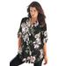 Plus Size Women's English Floral Big Shirt by Roaman's in Black Romantic Rose (Size 18 W) Button Down Tunic Shirt Blouse