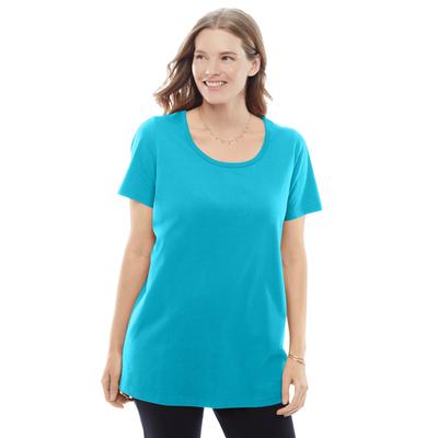 Plus Size Women's Perfect Short-Sleeve Scoopneck Tee by Woman Within in Pretty Turquoise (Size L) Shirt