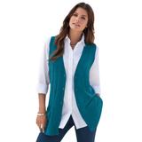 Plus Size Women's Fine Gauge Drop Needle Sweater Vest by Roaman's in Ocean Teal (Size 1X)