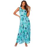 Plus Size Women's Sleeveless Crinkle Dress by Roaman's in Ocean Mixed Paisley (Size 14/16)