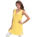 Plus Size Women's Button-Front Henley Ultimate Tunic Tank by Roaman's in Lemon Mist (Size 5X) Top 100% Cotton Sleeveless Shirt