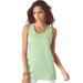 Plus Size Women's Scoopneck Tank by Roaman's in Green Mint (Size 1X) Top 100% Cotton Layering A-Shirt