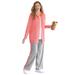 Plus Size Women's Zip Front Tunic Hoodie Jacket by Woman Within in Sweet Coral (Size L)