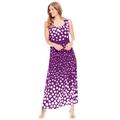 Plus Size Women's Banded-Waist Print Maxi Dress by Woman Within in Plum Purple Ombre Dot (Size 38/40)