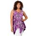 Plus Size Women's Handkerchief-Hem Tunic Tank by Roaman's in Dark Berry Paisley Diamond (Size 26/28) Long Shirt