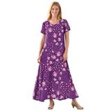 Plus Size Women's Short-Sleeve Crinkle Dress by Woman Within in Plum Purple Patch Floral (Size 6X)