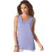 Plus Size Women's Scoopneck Tank by Roaman's in Vintage Lavender (Size 5X) Top 100% Cotton Layering A-Shirt