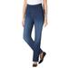 Plus Size Women's Flex-Fit Pull-On Straight-Leg Jean by Woman Within in Indigo Sanded (Size 36 WP) Jeans