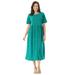 Plus Size Women's Button-Front Essential Dress by Woman Within in Waterfall Polka Dot (Size 1X)