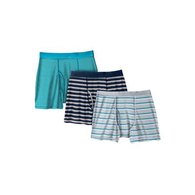 Men's Big & Tall Cotton Boxer Briefs 3-Pack by KingSize in Light Teal Assorted Pack (Size 4XL)