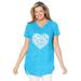 Plus Size Women's Marled V-Neck Tunic by Woman Within in Paradise Blue Heart Placement (Size 34/36)