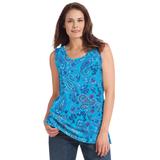 Plus Size Women's Perfect Printed Scoopneck Tank by Woman Within in Pretty Turquoise Paisley (Size 34/36) Top