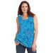 Plus Size Women's Perfect Printed Scoopneck Tank by Woman Within in Pretty Turquoise Paisley (Size 34/36) Top