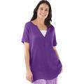 Plus Size Women's Split-Neck Henley Thermal Tee by Woman Within in Purple Orchid (Size 14/16) Shirt