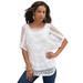 Plus Size Women's Pullover Crochet Sweater by Roaman's in White (Size 2X)