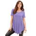 Plus Size Women's Swing Ultra Femme Tunic by Roaman's in Vintage Lavender (Size 22/24) Short Sleeve V-Neck Shirt