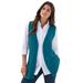 Plus Size Women's Fine Gauge Drop Needle Sweater Vest by Roaman's in Ocean Teal (Size L)