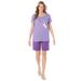 Plus Size Women's 2-Piece Knit Tee and Short Set by Woman Within in Soft Iris Cats (Size 26/28) Sweatsuit