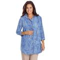 Plus Size Women's Cuffed Sleeve Peachskin Button Down Shirt by Woman Within in French Blue Paisley (Size 2X)