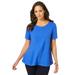 Plus Size Women's Stretch Cotton Trapeze Tee by Jessica London in True Blue (Size L)