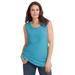 Plus Size Women's Perfect Scoopneck Tank by Woman Within in Pretty Turquoise (Size 2X) Top