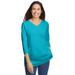 Plus Size Women's Perfect Three-Quarter Sleeve V-Neck Tee by Woman Within in Pretty Turquoise (Size L) Shirt