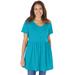 Plus Size Women's Short-Sleeve Empire Waist Tunic by Woman Within in Pretty Turquoise (Size 14/16)