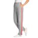 Plus Size Women's Side Stripe Cotton French Terry Straight-Leg Pant by Woman Within in Medium Heather Grey Sweet Coral (Size 18/20)