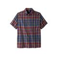 Men's Big & Tall Short-Sleeve Plaid Sport Shirt by KingSize in Navy Madras (Size 9XL)