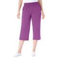 Plus Size Women's Elastic-Waist Knit Capri Pant by Woman Within in Purple Magenta (Size 2X)
