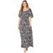 Plus Size Women's Meadow Crest Maxi Dress by Catherines in Black And White Paisley (Size 4X)